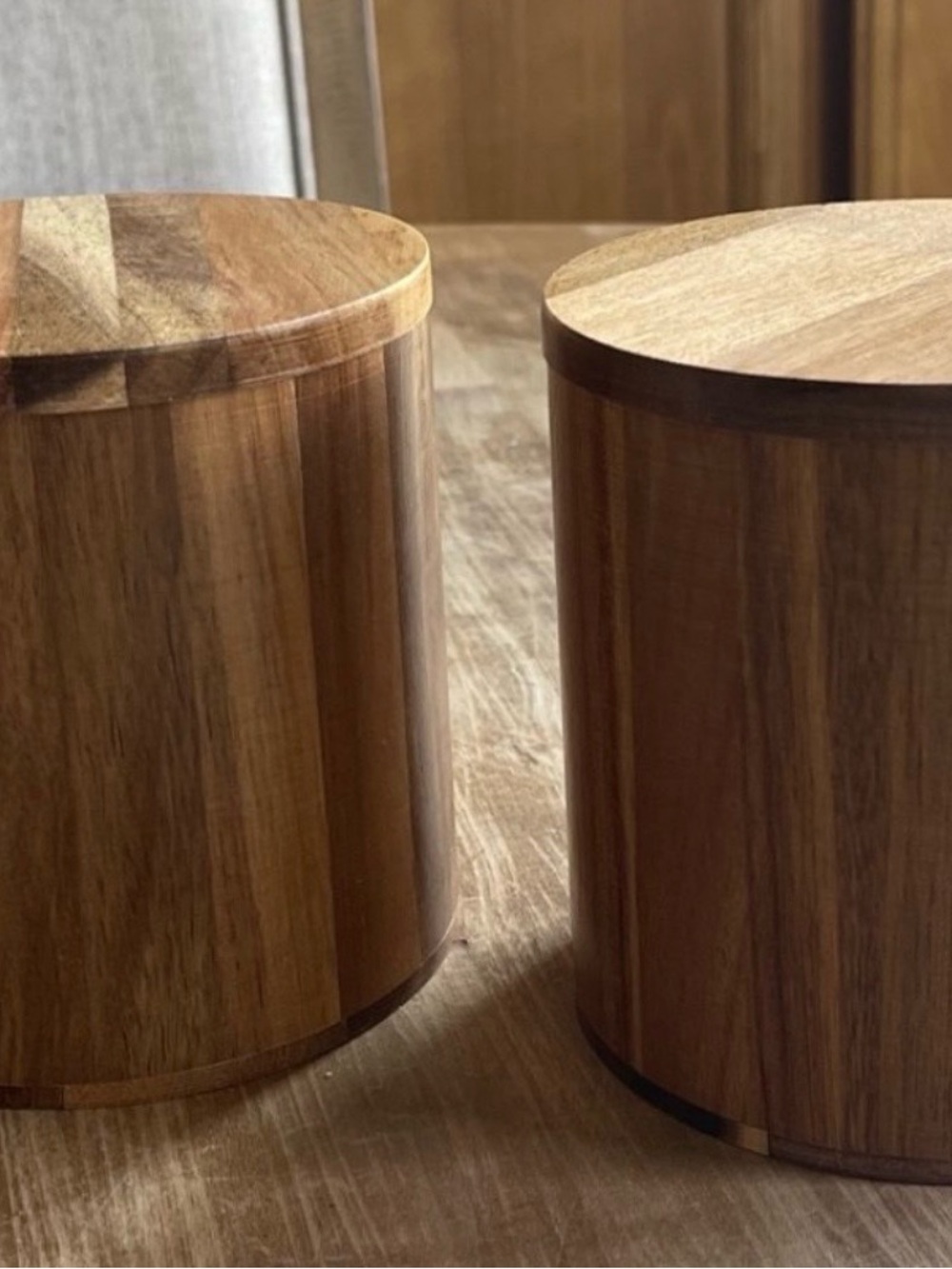 Target Set of Two Wooden Round Canisters - Brown Wood Tone